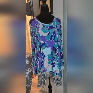 LOGO by Lori Goldstein Vibrant Purple and Blue Tunic